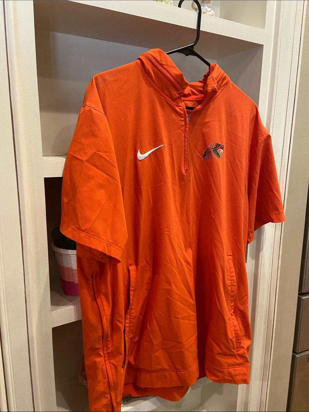 Nike Orange Short-Sleeve Half-Zip Pullover Coach jacket FAMU Florida A&M Rattler